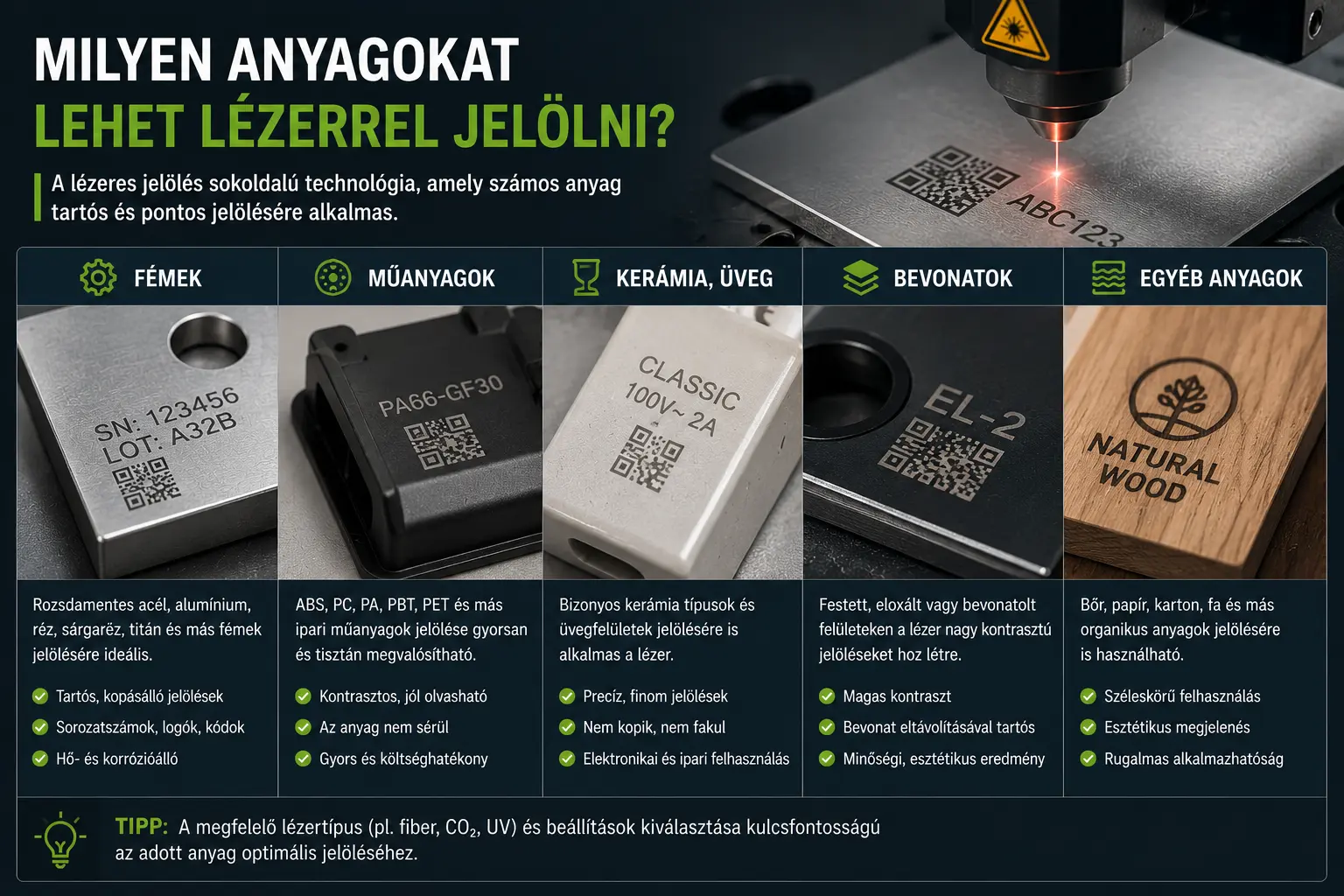 Milyen anyagokat lehet lézerrel jelölni?