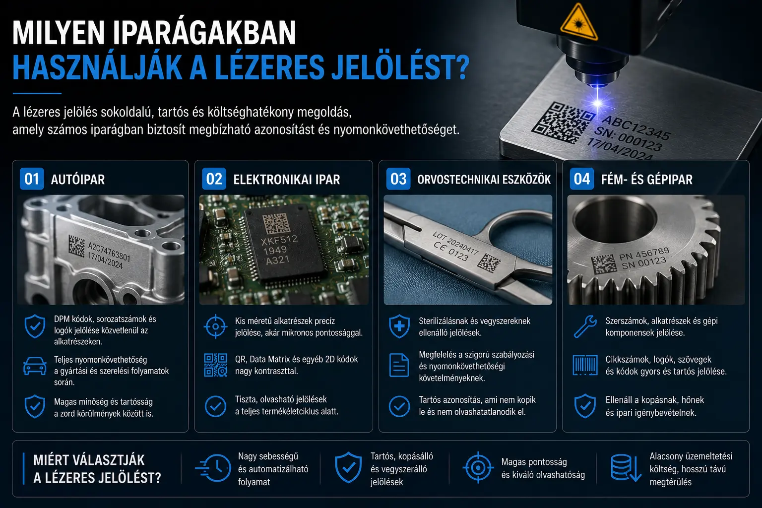 Milyen iparágakban használják a lézeres jelölést?