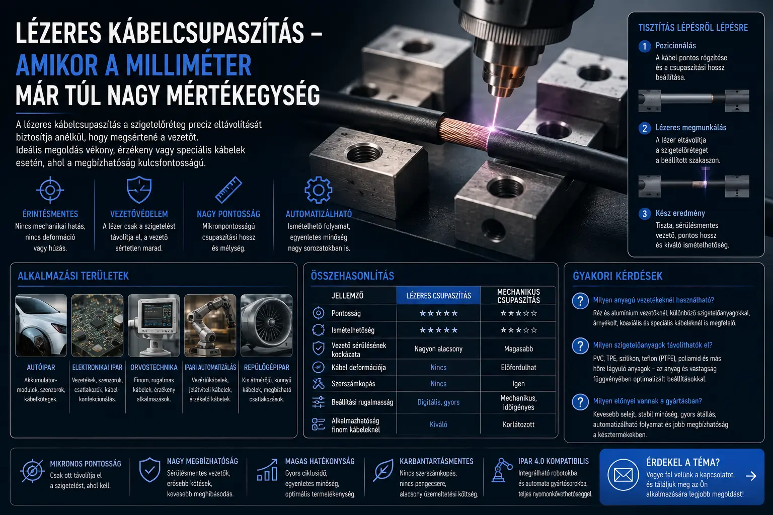 Lézeres kábelcsupaszítás, amikor a milliméter már túl nagy mértékegység
